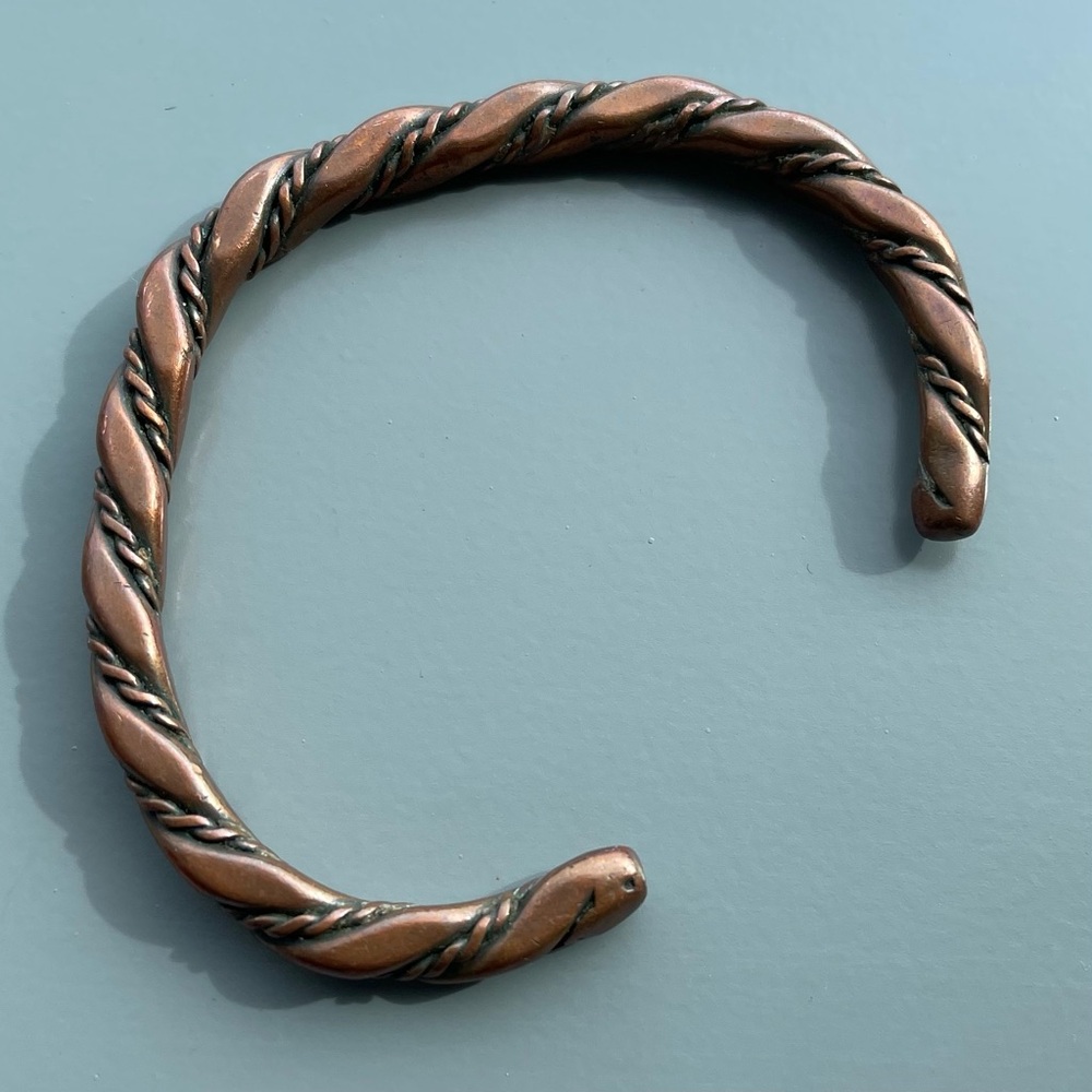 Vintage Solid Copper Twist Cuff Bracelet - image 3